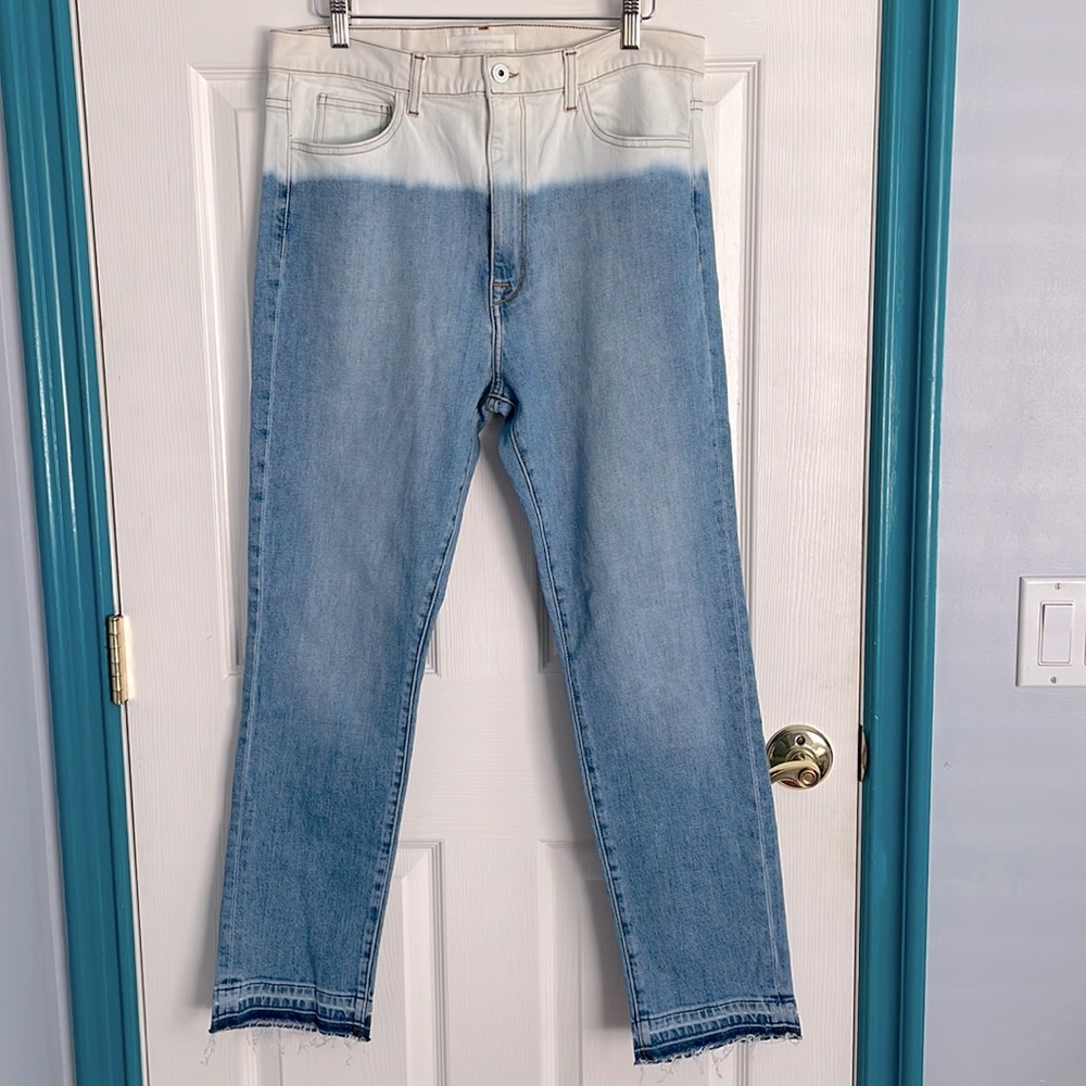 Jonathan Simkhai | High Rise Straight Leg White and Blue Dipped Jeans NWT - Picture 4 of 16